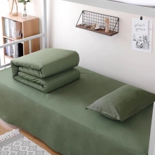 軍綠色棉被子被褥套裝軍訓(xùn)單位單人學(xué)生宿舍職工寢室 草綠色(純棉) 1.2米單人床5斤被六件套